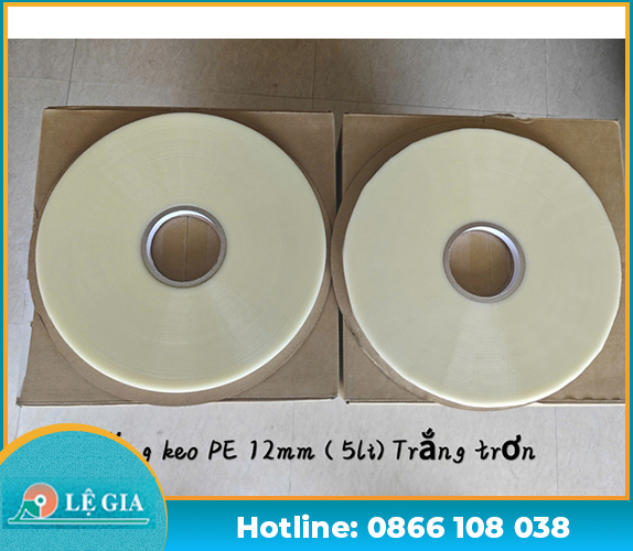 Băng keo PE 5 li trắng trơn